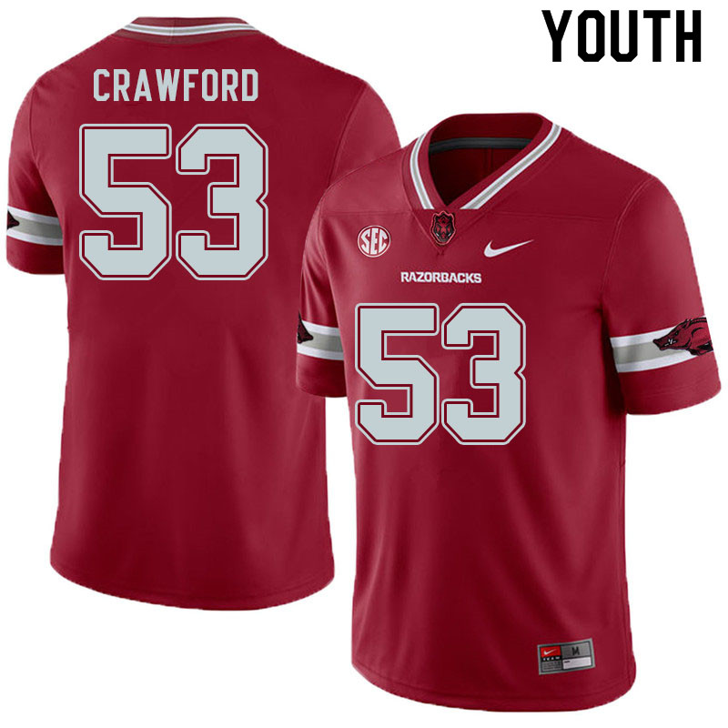 Youth #53 Ty'Kieast Crawford Arkansas Razorbacks College Football Jerseys Sale-Alternate Cardinal